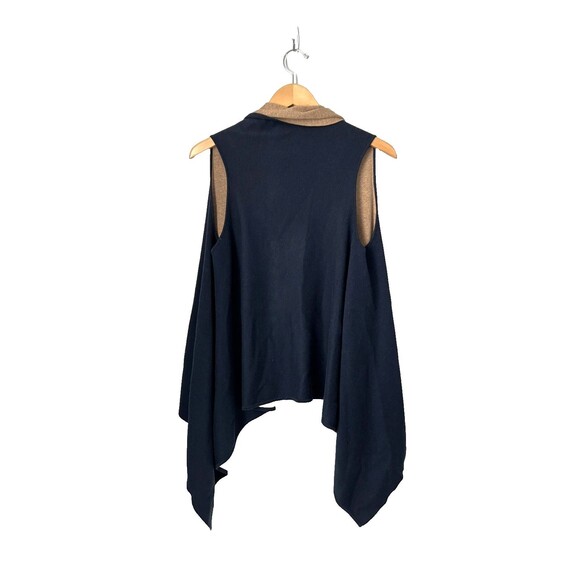J McLaughlin Reversible Draped Cardigan Vest Navy Camel Soft Modal Blend Sz XS/S - Picture 3 of 4